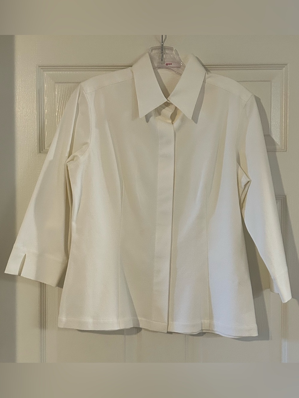 Leggiadro White Cotton Lycra 3/4 Sleeve Blouse Shirt 12